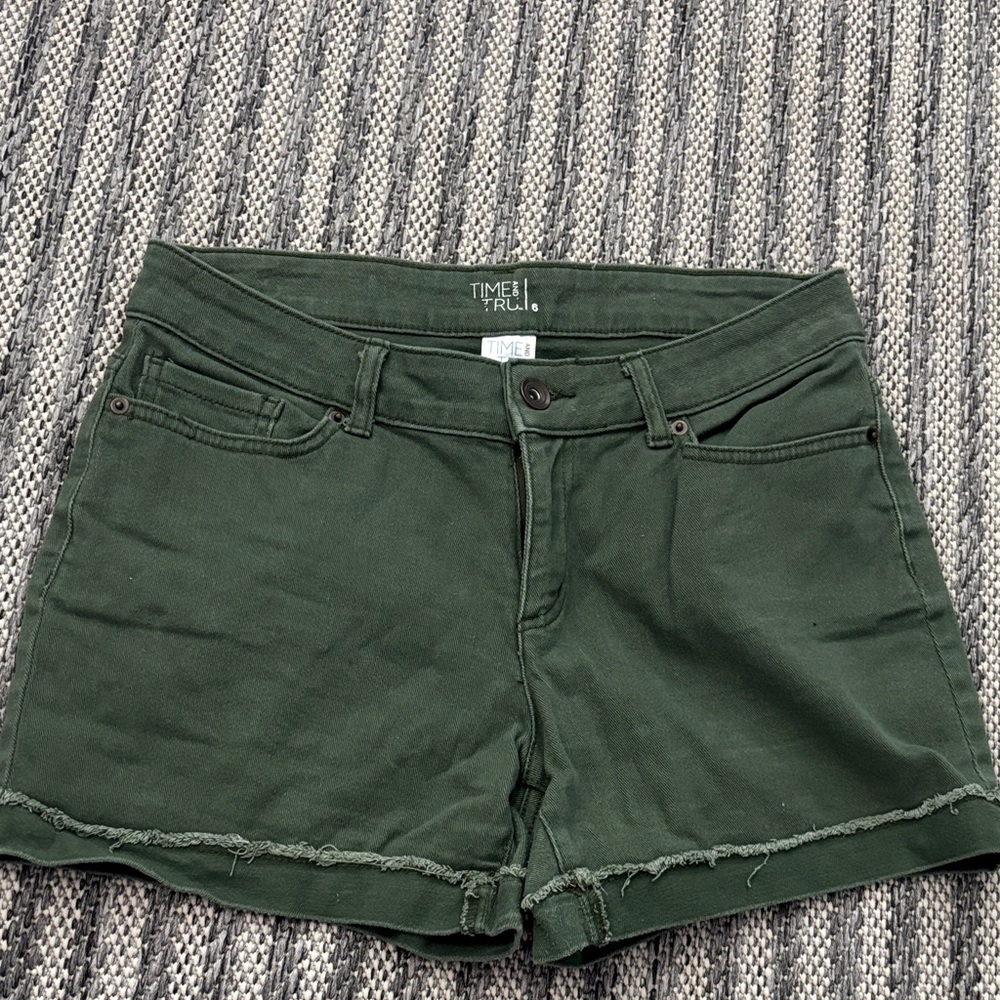 Time and Tru Women's Dark Green Jean Shorts